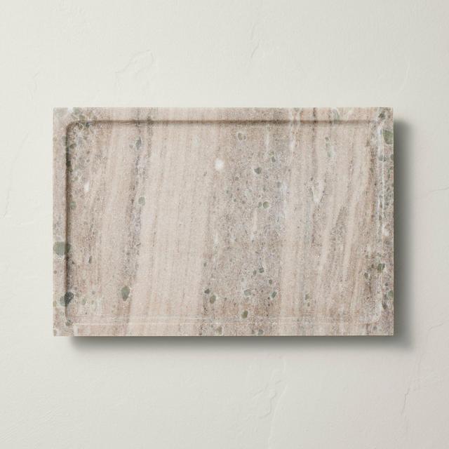 8"x12" Footed Marble Countertop Tray Warm Beige - Hearth & Hand™ with Magnolia