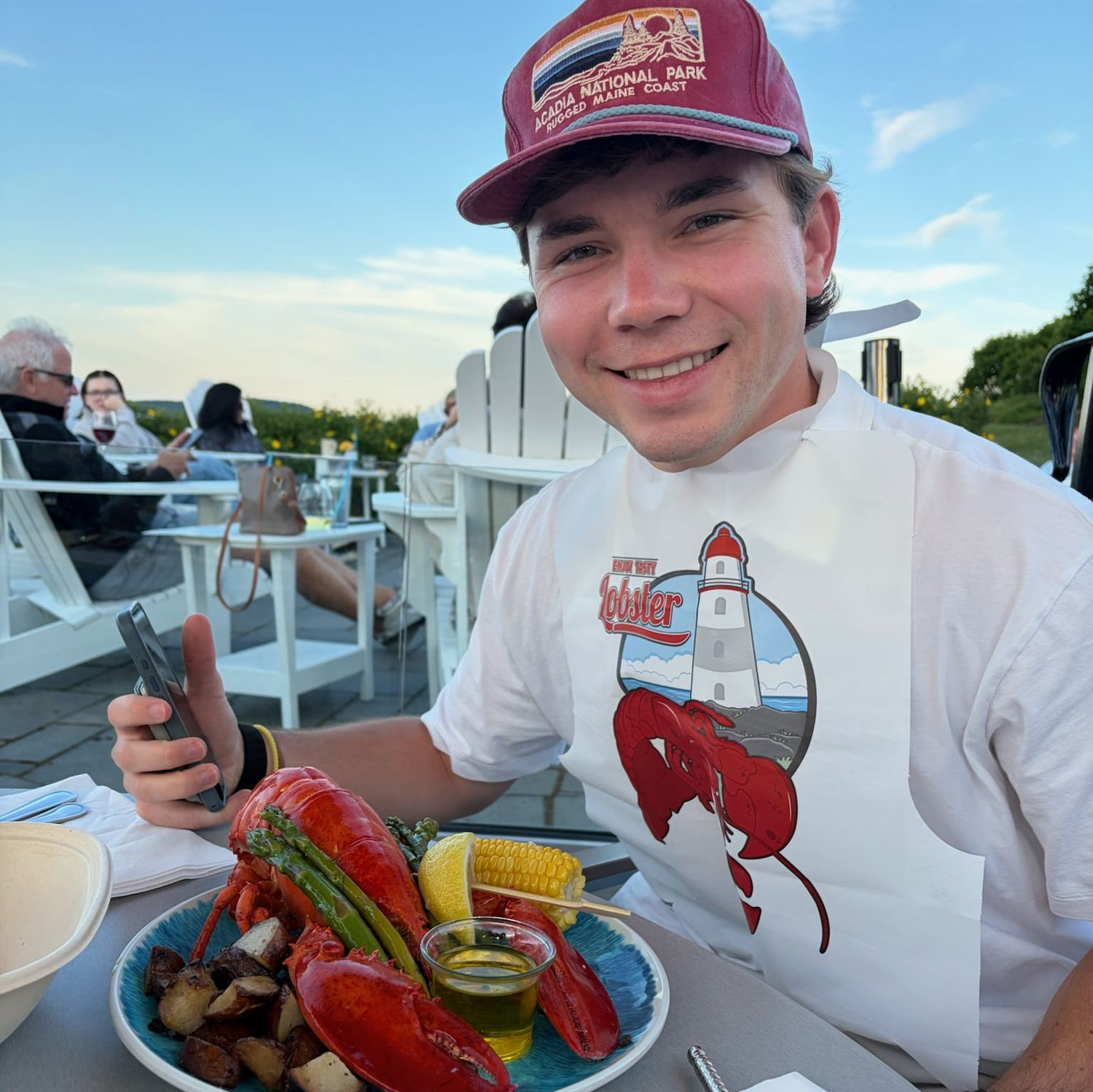 Will with his first ever lobster from The Terrace Grill 😎😎