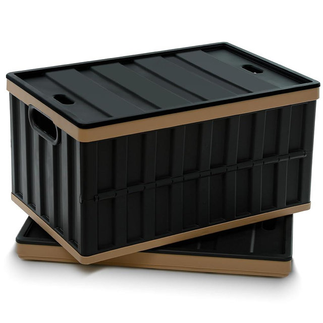 Citylife 64L Collapsible Storage Bins with Lids Plastic Storage Containers for Organizing Stackable Storage Box Large Heavy Duty Utility Crates, 2 Packs