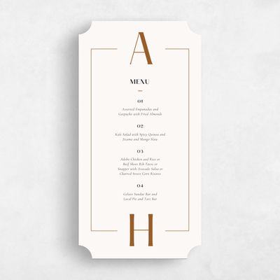 Beige Ticket Wedding Menu - Wetherby