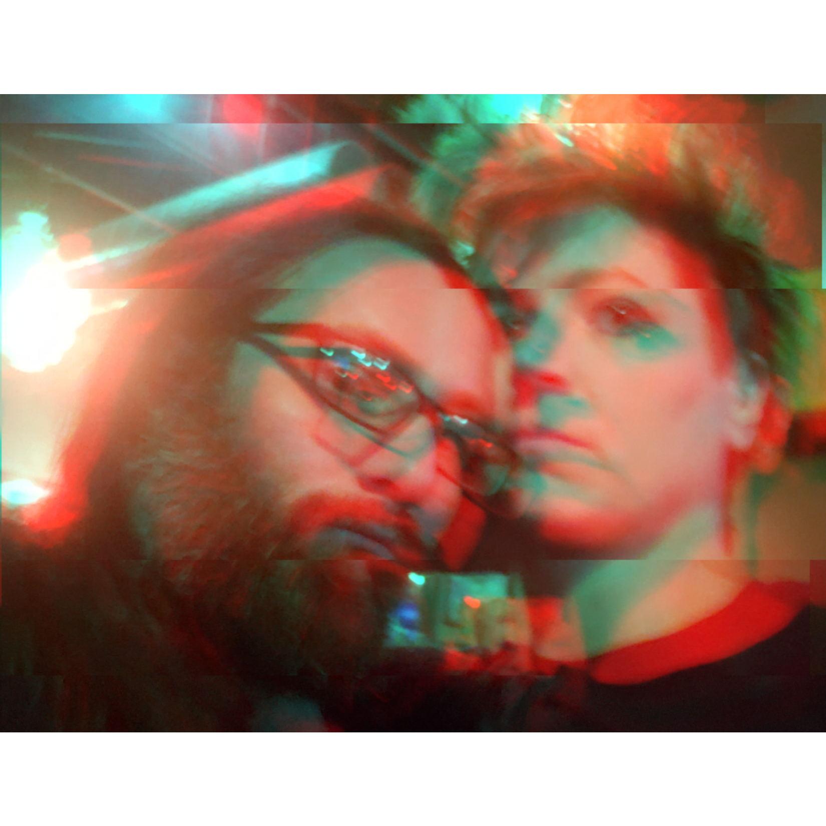 We took this pic at the open mic that Jack hosts at Chattanooga Brewing Company! Tantric Hex T-shirts had arrived. Jack surprised Jessie by wearing one. She also wore one. She loves matching him.