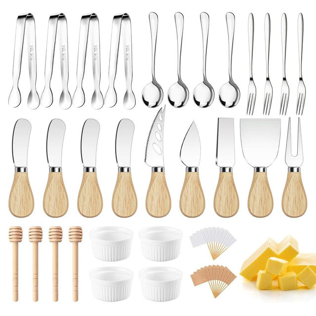 Charcuterie Boards Accessories Charcuterie Utensils Cheese Butter Spreader Knife Set Small Serving Tongs Forks and Spoons Dipping Bowls Honey Dippers Toothpick Flags for Appetizers & Serving Platters