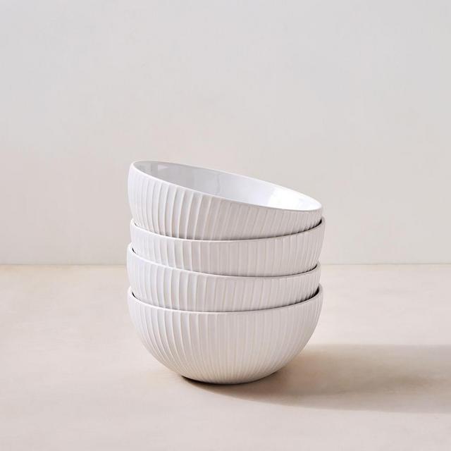 Textured Dinnerware Collection, Meal Bowl, Lines, Set of 4