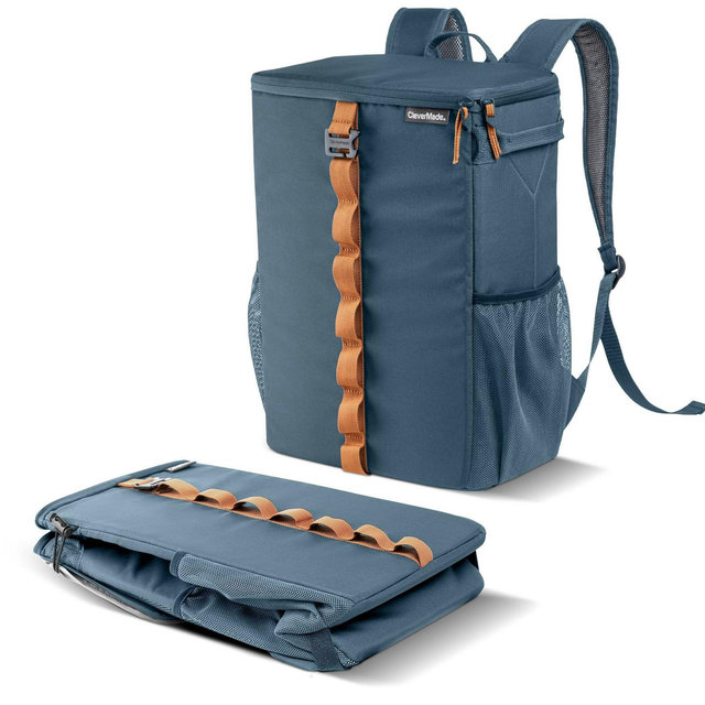 CleverMade Collapsible Tahoe Backpack Cooler - 24 Can - Ocean Cognac