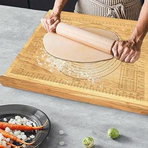 Montex Pastry Board with Measurement 23.5“ x 19.5", Kneading Board Wood, Pastry Baking Board with Counter Lip