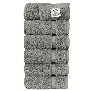 Chakir Turkish Linens Hotel & Spa Quality, Highly Absorbent 100% Turkish Cotton Hand Towels (6 Pack, Gray)
