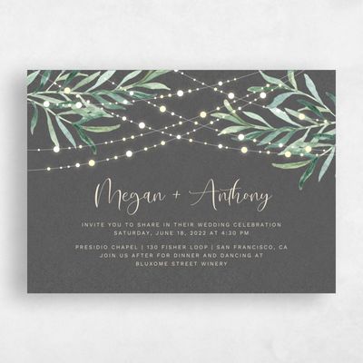 Charcoal, Grey Wedding Invitation - Saranac Lights
