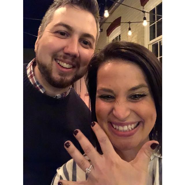 The night we got engaged, our closest friends surprised us in downtown Alexandria to celebrate.  We snapped this picture to share the good news with those who weren't able to join us in person.