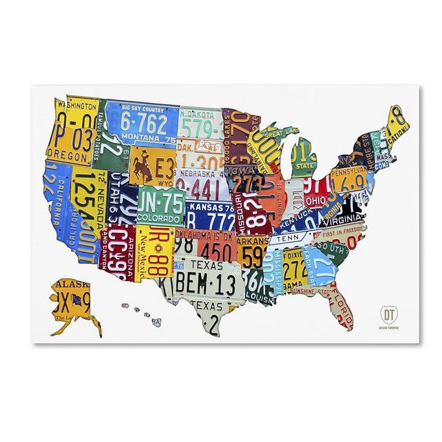 License Plate Map USA 2 by Design Turnpike, 22x32-Inch Canvas Wall Art