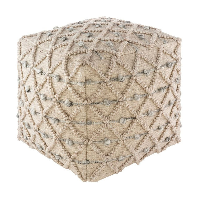 Taube Handwoven Organic Diamond Dot Pouf, 18" X 18" X 18", Natural