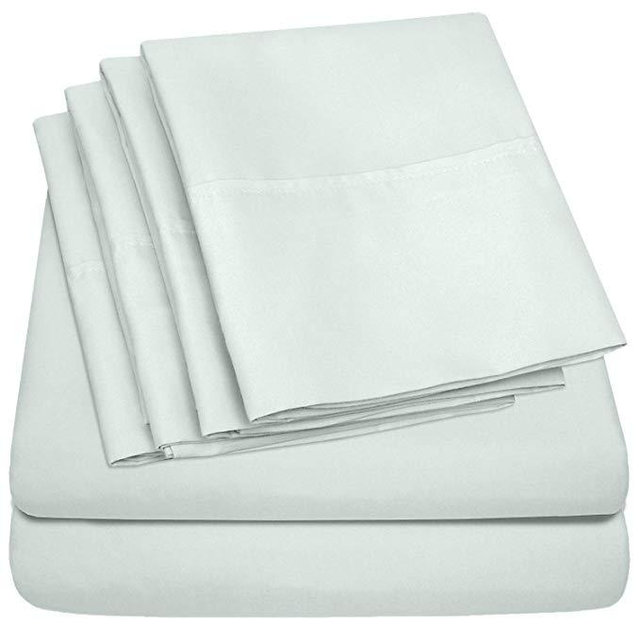 King Size Bed Sheets - 6 Piece 1500 Thread Count Fine Brushed Microfiber Deep Pocket King Sheet Set Bedding - 2 Extra Pillow Cases, Great Value, King, Silver