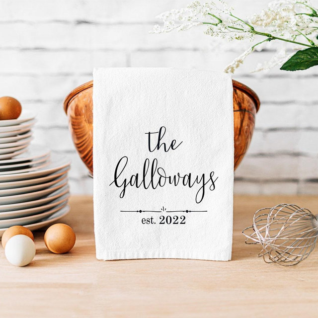 tea towel, bridal shower gift,engagement gift, customized personalized towel, wedding towel, newlyweds gift, wedding gift, housewarming gift