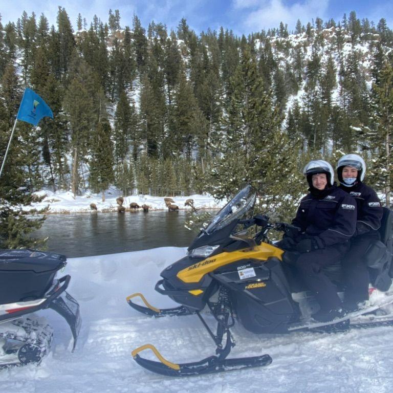 The only sun we had after snow-mobiling through a blizard in Yellowstone for a couple hours.