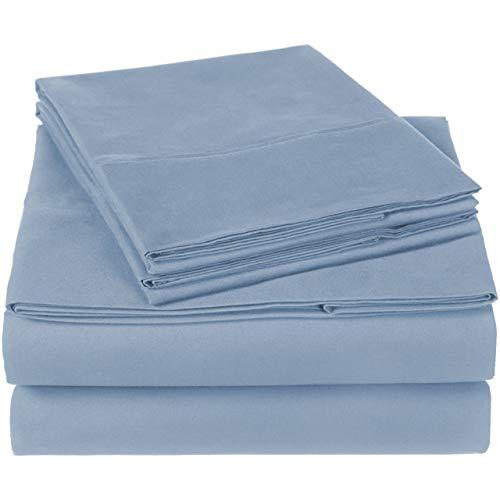 Pinzon 300 Thread Count Organic Cotton Bed Sheet Set - Full, Flint Blue