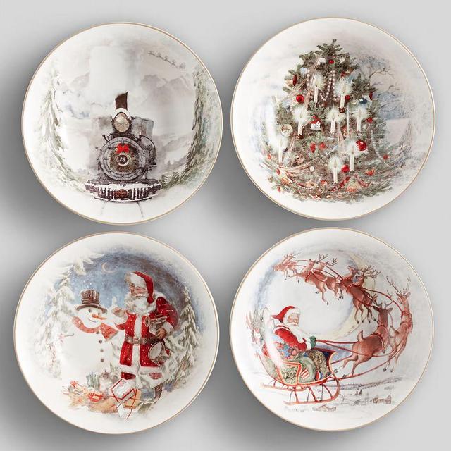 Nostalgic Christmas Stoneware Individual Bowls, Set of 4 - Assorted