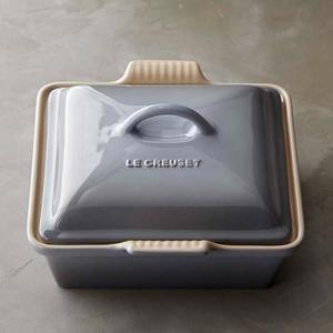 Le Creuset Stoneware Shallow Square Covered Baker, French Grey