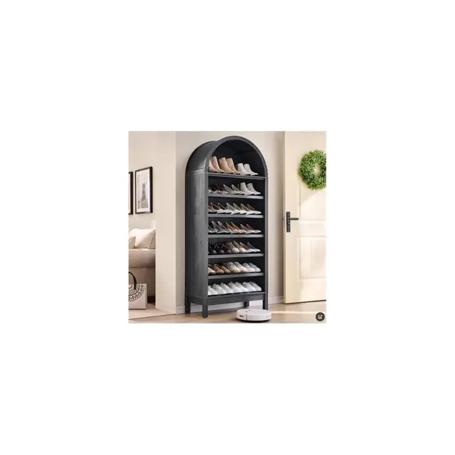 71" Tall Shoe Closet Shelf Organizer, 7 Tier Arched Bathroom Storage Cabinet with Adjustable Shelves, Food Pantry for Living Room Entryway Hallway