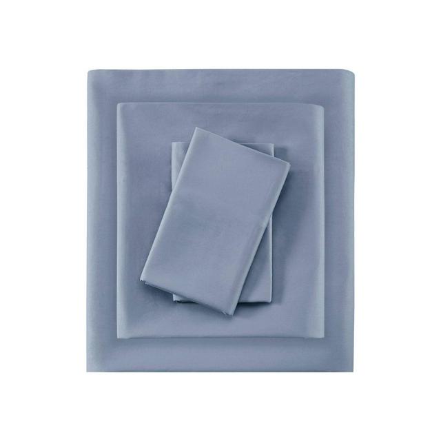 Queen 525 Thread Count Solid Cotton Sheet Set Blue