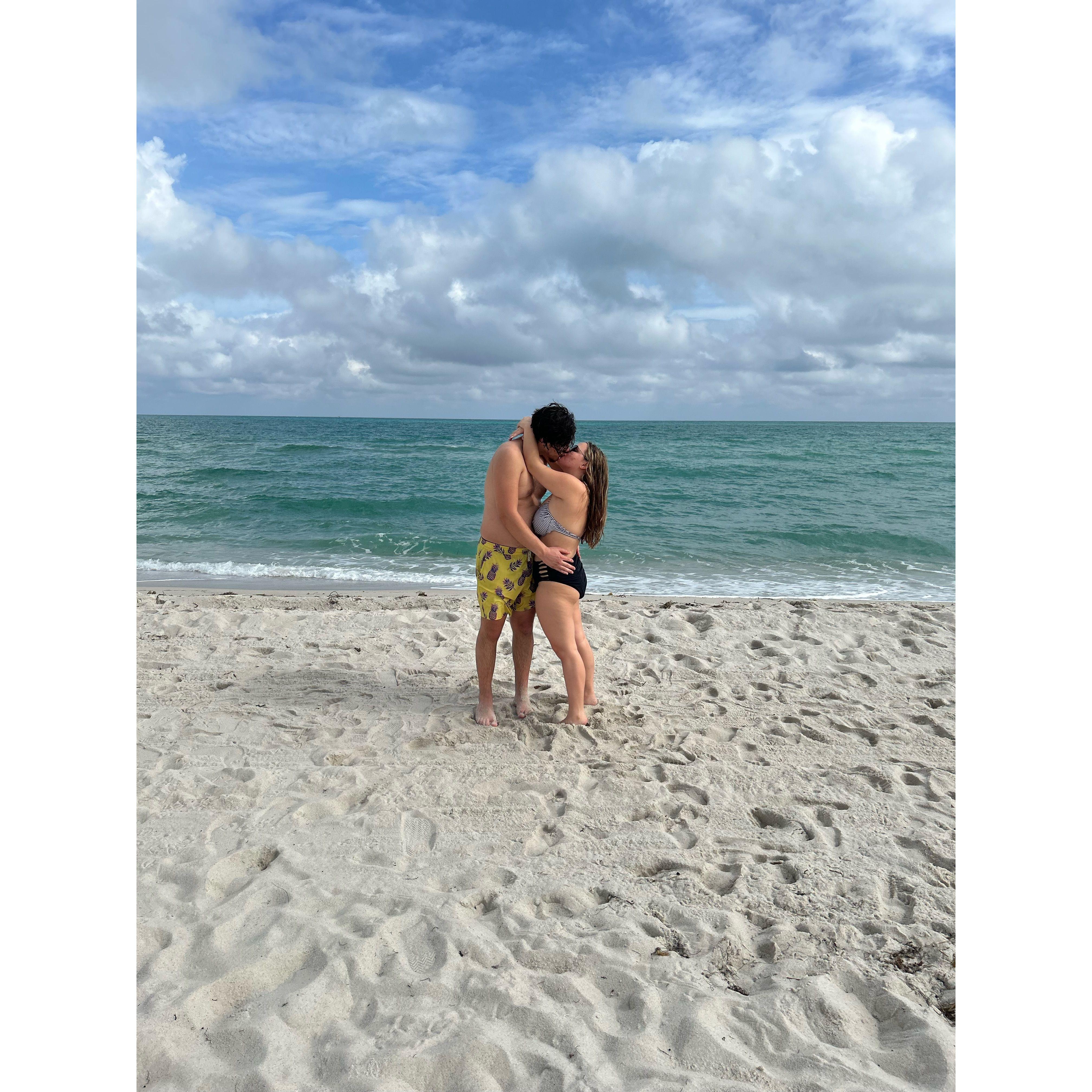Us on the beach in miami - can you believe it was january when this pic was taken?