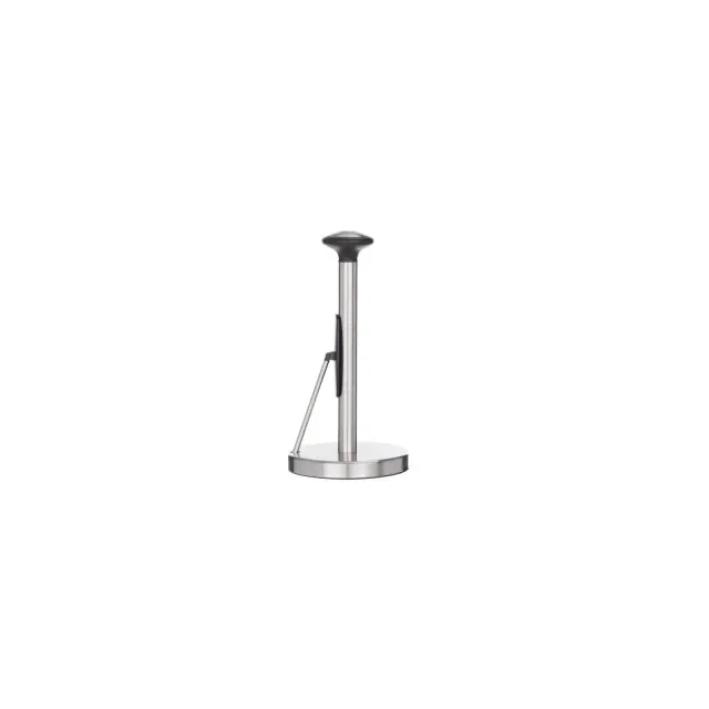 Jiallo Stainless Steel Paper Towel Holder with Black Knob and Tension Arm