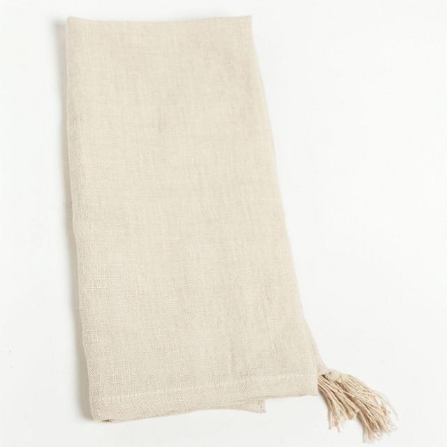 Stone Washed Linen Tassled Dinner Napkin Sandstone