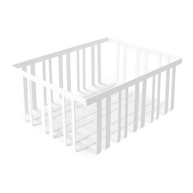 White Powder Coat Fridge Organization Bin, Powder Coated Metal, Large