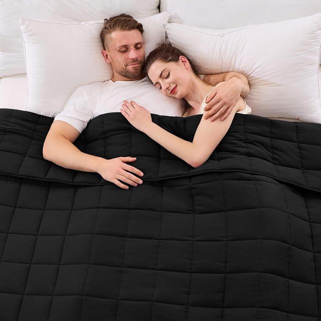 yescool Weighted Blanket for Adults (20 lbs, 80” x 87”, Black) Cooling Heavy Blanket for Sleeping Perfect for 190-210 lbs, King Size Breathable Blanket with Premium Glass Bead, Machine Washable