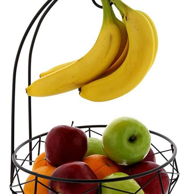 Cuisinart Stainless Steel Fruit Basket with Banana Hanger, Matte Black - Perfect Fruit Storage Basket with Banana Holder to Showcase and Organize Fresh Produce on Kitchen Countertops or Dining Tables