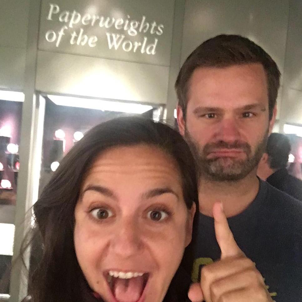 At the Corning Museum of Glass, Brad was thrilled :)