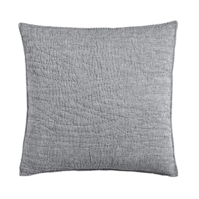 Belgian Flax Linen Handcrafted Quilted Shams, Marina, Euro, Set of 3