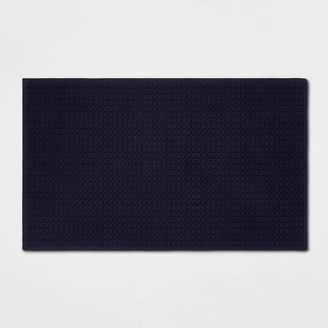 20"x34" Antimicrobial Bath Mat Navy - Total Fresh