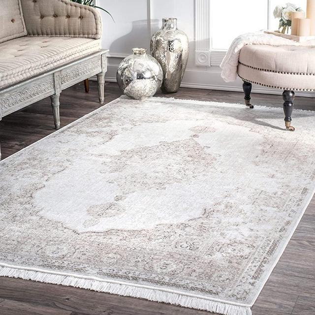 nuLOOM Cantrell Vintage Medallion Area Rug, 5' x 8', Ivory