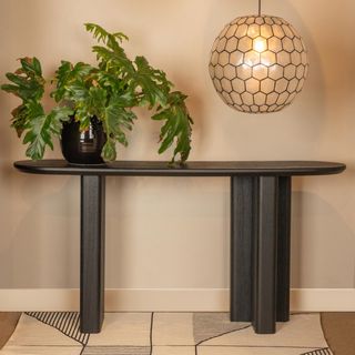 Asymmetrical Firwood & Sycamore Wood Console Table