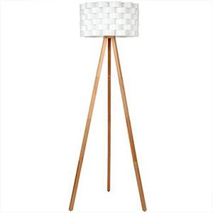 Brightech Bijou LED Tripod Floor Lamp Contemporary Design for Modern Living Rooms - Soft, Ambient Lighting, Tall Standing Easel Survey Lamp for Bedroom, Family Room, or Office - Natural Wood Color