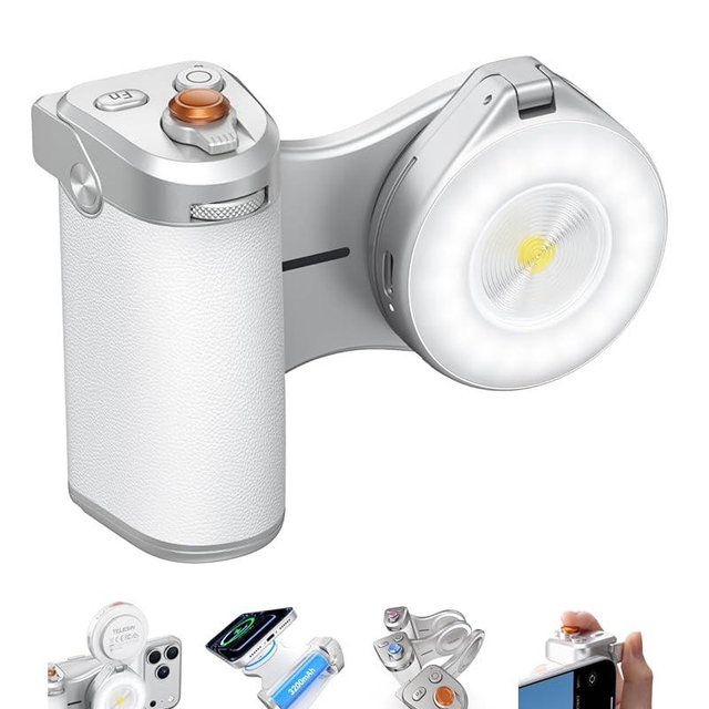 TELESIN Pro Shot Imaging Grip + Beauty Selfie Flash Light Bundle Kit | DSLR Style Feel, Ergonomic Grip, Strong Magnetic Hold | MagSafe Creator Kit for iPhone & Android | for Selfie, YouTube, Zoom Call