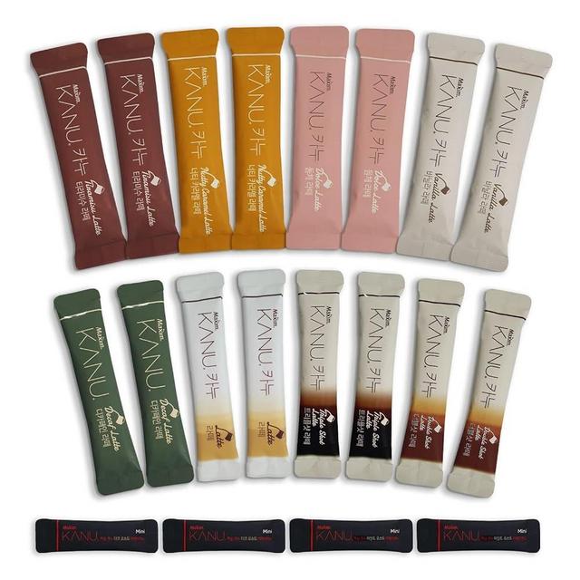 CUTIE MANGO Maxim KANU Premium Korean Instant Coffee Sampler Latte & Americano Assortment Café Style Camping Party Easy-to-Mix Single Serve Packets 20 Variety Pack