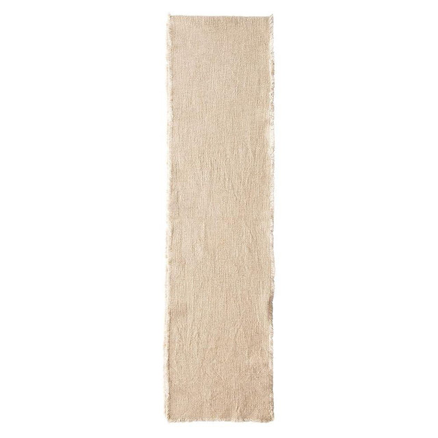 Creative Co-Op Linen Blend Table Runner with Frayed Edges, Natural