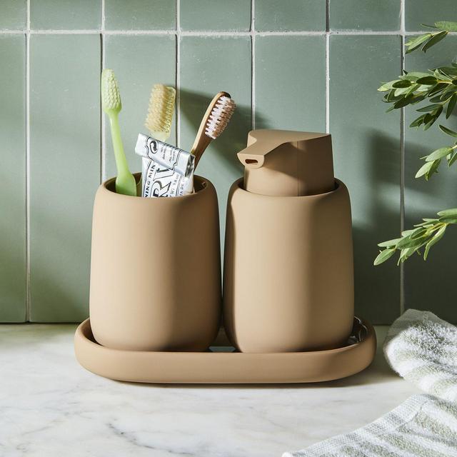 Blomus Sono Bathroom Countertop Essentials in Tan