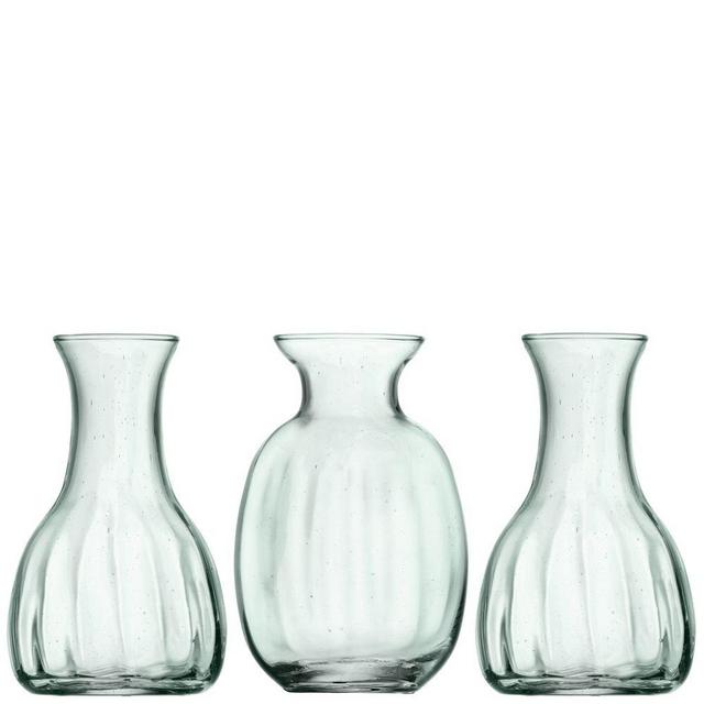 Mia Mini Recycled Glass Vase, Transparent Green, Set of 3