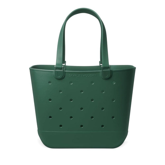 Simple Modern Beach Bag Rubber Tote | Waterproof Extra-Large Tote Bag with Zipper Pocket for Beach, Pool Boat, Groceries, Sports | Getaway Bag Collection | Forest