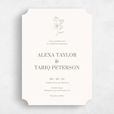 White Ticket Wedding Invitation - Maywood Stamp