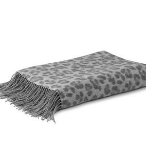 Williams-Sonoma Cheetah Patterned Jacquard Cashmere Throw, Grey