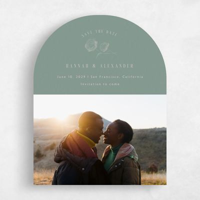 Green Arch Wedding Save the Date - Lorelei Photo