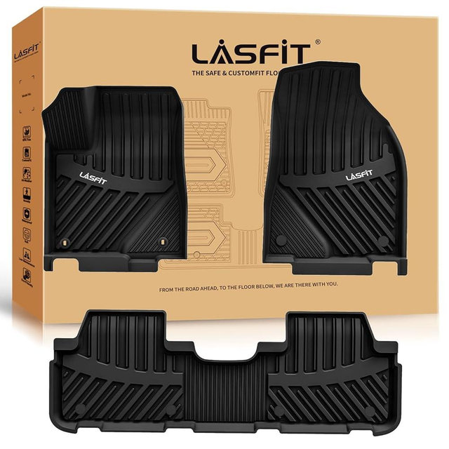 LASFIT Floor Mats for Toyota Highlander 2014-2019 (Not for Hybrid) All Weather Custom Fit Floor Liner for Highlander LE/XLE/SE/Limited/TPE Front and Rear 2 Row Car Mats,Black