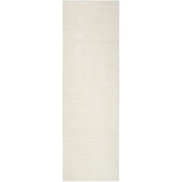 Nourison 2'2"x7'6" Sustainable Trends Modern Farmhouse Woven Runner Rug Ivory: Abstract Pattern, Medium Pile, OEKO-TEX Certified