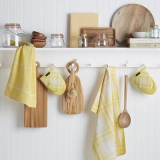 Roman Plaid 4-Piece Kitchen Towel & Mini Oven Mitt Set