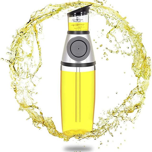 Olive Oil Vinegar Dispenser Bottle 17 Oz Oil Bottle Glass with No Drip Bottle Spout, Measuring Oil Pourer for Kitchen