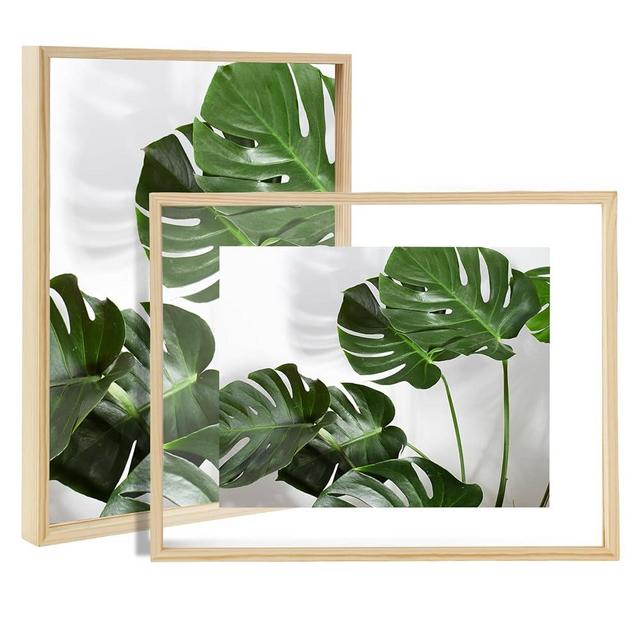 Fixwal Floating Frames 5x7 Set of 2, Picture Frames 5x7 for Photos, Made of Solid Wood Frame, Double Glass Display Design, Desktop or Wall Display, Original Wood