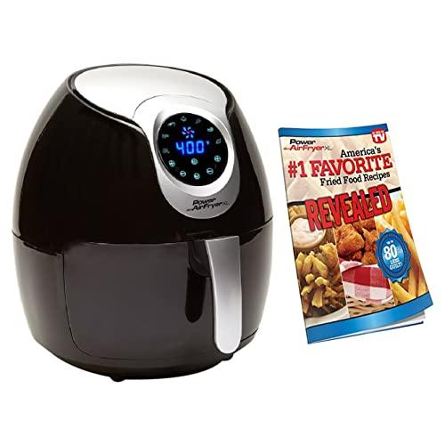Power Air Fryer XL 3.4 QT Black - Turbo Cyclonic Airfryer With Rapid Air Technology For Less or No Oil. Include Recipes Book