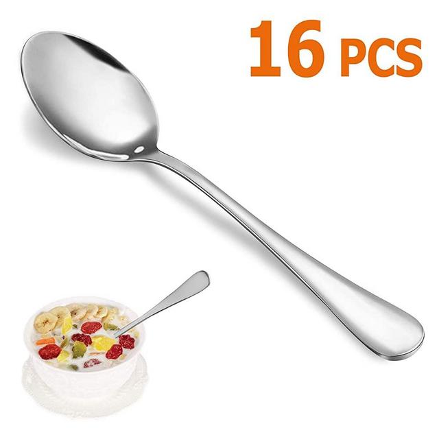 Large Teaspoon Set,16 Pcs 6.7" Silver Spoons,Premium Food Grade 18/10 Stainless Steel Tea Spoons,Durable Metal Teaspoons,Small Silverware Spoons,Kitchen Spoons Set,Mirror Finish & Dishwasher Safe